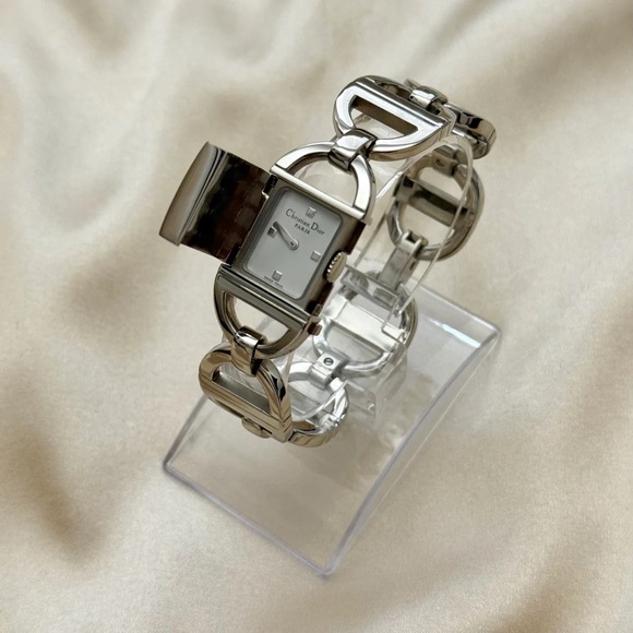 Dior Silver Link Bracelet Watch with Gold and Crystal Accent Bracelets - Picture 4 of 10
